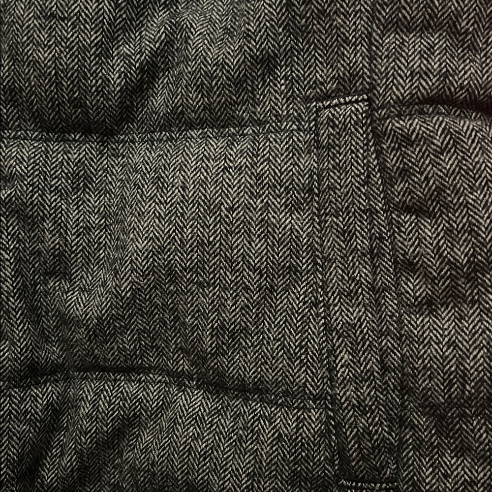 Old Navy Cozy Charcoal Herringbone Fleece Lined Quilted Puffer Vest-size SP, EUC - Picture 3 of 6